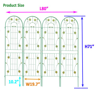 Sunvega Rustproof Metal Garden Trellis for Climbing Plants Outdoor Flower Support 4 Pack