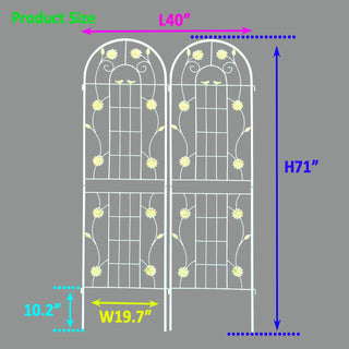Sunvega Rustproof Metal Garden Trellis for Climbing Plants Outdoor Flower Support 4 Pack