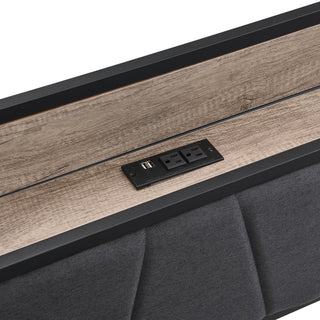 Sunvega Full Size Metal Platform Bed Frame with Upholstery Storage Headboard and Footboard