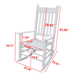 Sunvega Black Painted Populus Wood Porch Rocker Chair with Wide Seat