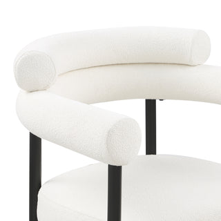 Sunvega Mid-Century Modern Dining Chairs with Boucle Backrest and Brushed Bronze Legs