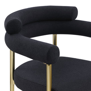 Sunvega Mid-Century Modern Dining Chairs with Boucle Backrest and Brushed Bronze Legs