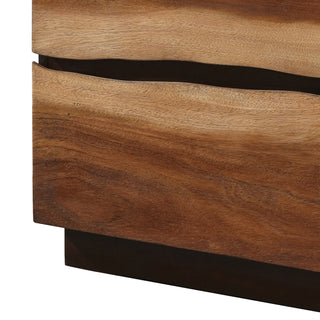 Sunvega Smokey Walnut and Coffee Bean 2-Drawer Nightstand with Asymmetrical Design
