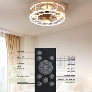 Sunvega Farmhouse Modern Caged Ceiling Fan with Lights Remote Control and 6 Speeds