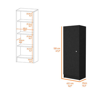 Sunvega Miami Single Door Pantry with Four Interior Shelves for Kitchen Storage