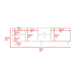 Sunvega TV Stand with Four Open Shelves and Five Legs for TVs up to 70 Inches