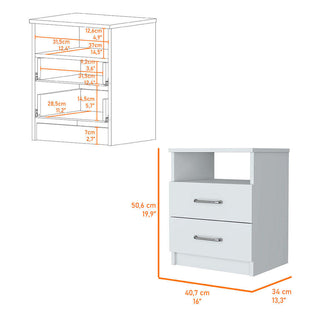 Sunvega Nightstand with Two Drawers and One Open Shelf for Bedroom Storage