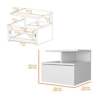 Sunvega Floating Nightstand with 2-Tier Shelf and Spacious Drawer for Easy Storage