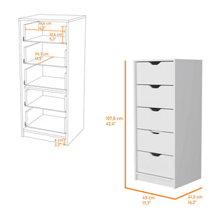 Sunvega Dillon 5 Narrow Drawer Dresser Tall Chest of Drawers with Pull-Out Mechanism