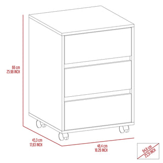 Sunvega Mobile Three Drawer File Cabinet with Locking Wheels and Metal Gliders