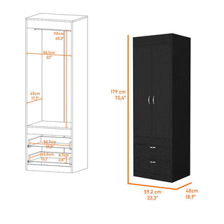 Sunvega Alabama Armoire with Double Door Cabinet and Two Bottom Drawers