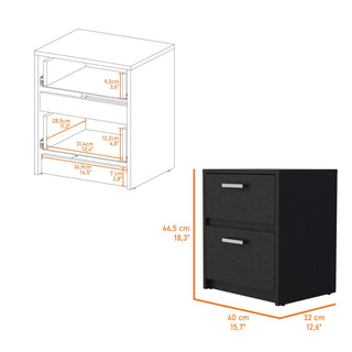 Sunvega Myrtle 2 Drawers Nightstand with Strong Metal Handles for Bedroom