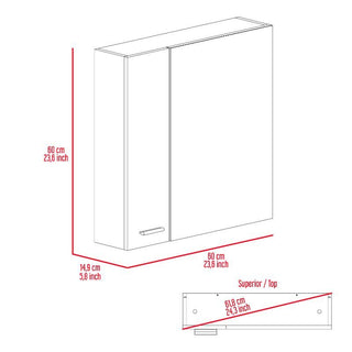 Sunvega Double Door Medicine Cabinet with Four Interior Shelves and Ample Mirror