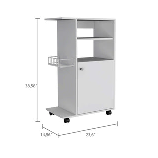 Sunvega Single Door Kitchen Cabinet Cart with Four Caster Wheels for Microwave Countertop
