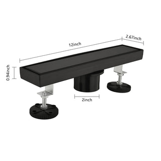 Sunvega 24 Inches Linear Shower Drain with Hair Strainer and Leveling Feet