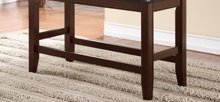 Sunvega Farmhouse Style Espresso Brown Faux Leather Upholstered Bench with Footrest