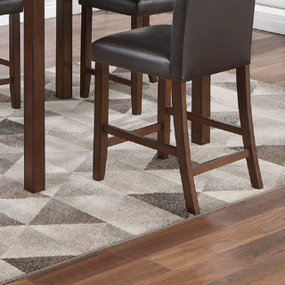 Sunvega Espresso Brown Finish Faux Marble Top Dining Table with 4 Cushioned Chairs
