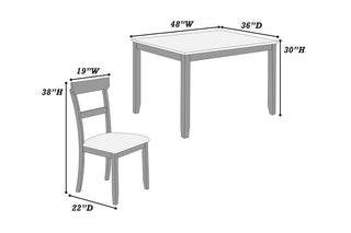Sunvega Modern Natural Finish Wooden Top Dining Table and 4 Cushioned Chairs Set