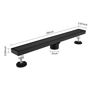 Sunvega 24 Inches Linear Shower Drain with Hair Strainer and Leveling Feet