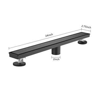 Sunvega 24 Inches Linear Shower Drain with Hair Strainer and Leveling Feet