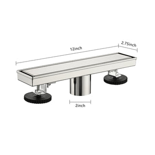 Sunvega 24 Inches Linear Shower Drain with Hair Strainer and Leveling Feet