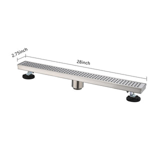 Sunvega 28 Inches Linear Shower Drain with Hair Strainer and Leveling Feet