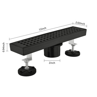 Sunvega 28 Inches Linear Shower Drain with Hair Strainer and Leveling Feet
