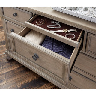 Sunvega Antique Brown Finish Nightstand with Hidden Drawer and Bun Feet