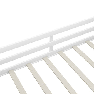 Sunvega Twin Size Low Loft Bed with Movable Shelves Ladder and Decorative Chalkboard Guardrail