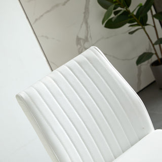 Sunvega Modern White PU Leather Bar Chair Set of 2 with Chrome Metal Pipe