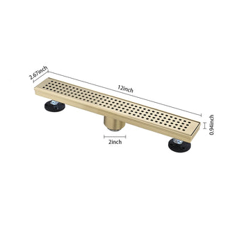 Sunvega 28 Inches Linear Shower Drain with Hair Strainer and Leveling Feet