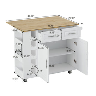 Sunvega Multi-Functional Kitchen Island Cart with 2 Door Cabinet and Two Drawers