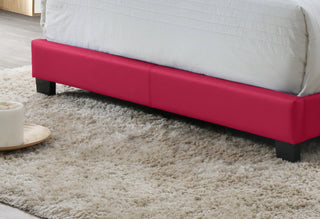 Sunvega Pink PU Fabric Upholstered Platform Bed Frame with Headboard and Footboard