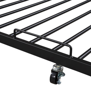 Sunvega Modern Metal Platform Bed Frame with Trundle USB Ports and Shelf