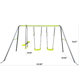Sunvega Lime Green Outdoor Swing Set with Plastic Safe Seats for 440lbs
