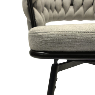 Sunvega Linen Woven 360 Swivel Bar Stools Set of 2 with Back and Footrest Grey