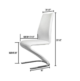 Sunvega Contemporary Style Black Leatherette Dining Chairs with Z-Shaped Chrome Base