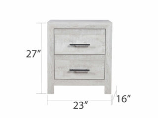 Sunvega Modern Gray Wood 2-Drawer Nightstand with Black Handles for Bedroom Storage