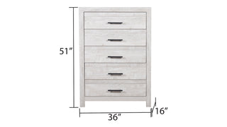 Sunvega Modern 5-Drawer Chest in Natural Rustic Made from Solid and Manufactured Wood