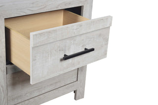 Sunvega Modern Gray Wood 2-Drawer Nightstand with Black Handles for Bedroom Storage