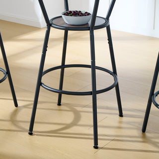 Sunvega Rustic Brown Bar Table and Stool Set with Shelf and Upholstered Backrest