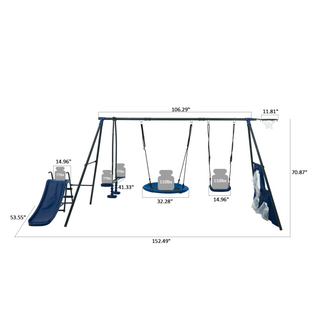 Sunvega Saucer Swingset with Mini Slide Net Swing for Outdoor Playground Age 3+