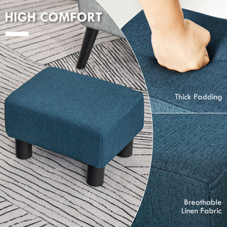 Sunvega Small Linen Upholstered Ottoman Foot Rest with Plastic Legs for Living Room