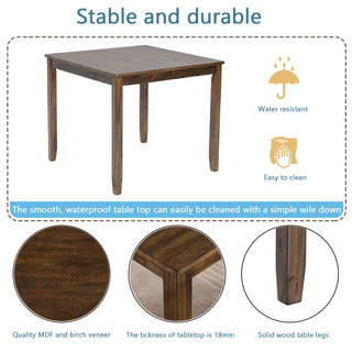 Sunvega Walnut Square Wood Dining Table for Kitchen with Counter Height and Tapered Legs