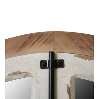 Sunvega Distressed White Arch Wood Wall Mirror Inspired by Window Frame