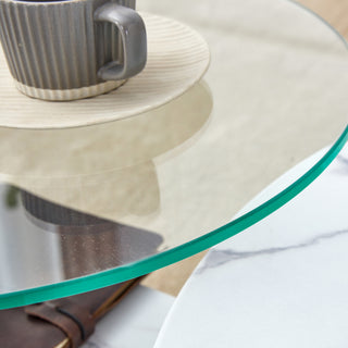 Sunvega Detachable Double-Decker Coffee Table with Anti-Collision Design and MDF Material