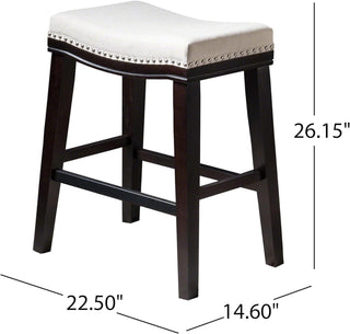 Sunvega Fabric Polyurethane Leather Bar Stools with Rubberwood Legs Dark Brown