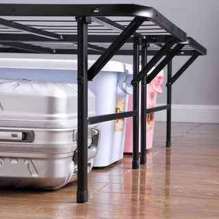 Sunvega Black Powder Coated Steel Folding Queen Mattress Support Frame for Guests
