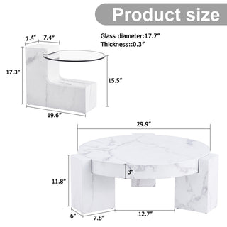 Sunvega Detachable Double-Decker Coffee Table with Anti-Collision Design and MDF Material