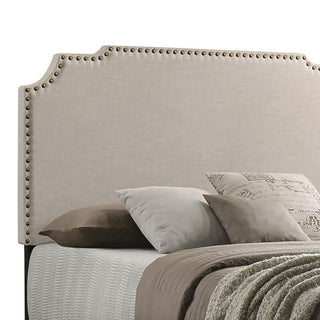 Sunvega Art Deco Inspired Queen Panel Bed with Nailhead Trim and Matte Metallic Finish